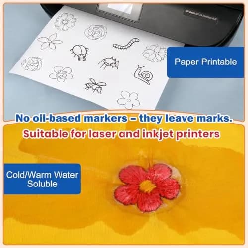 FURWEY Water Soluble Stabilizer for Embroidery,36PCS 8.5x11,Self Adhesive | Wash Away, Printable & Versatile thumbnail 4