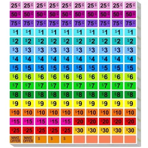 Darfukei Garage Sale Stickers 2400 PCS (1.9cm x 1.27cm) | Assorted Colors for Yard Sales & Retail thumbnail 1