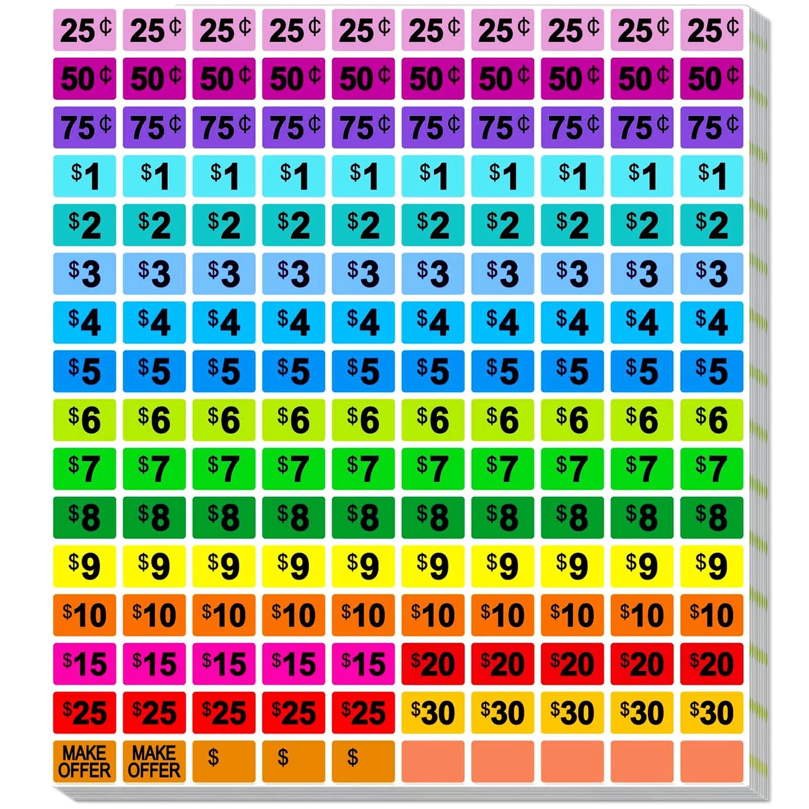 Darfukei Garage Sale Stickers 2400 PCS (1.9cm x 1.27cm) | Assorted Colors for Yard Sales & Retail - main product image