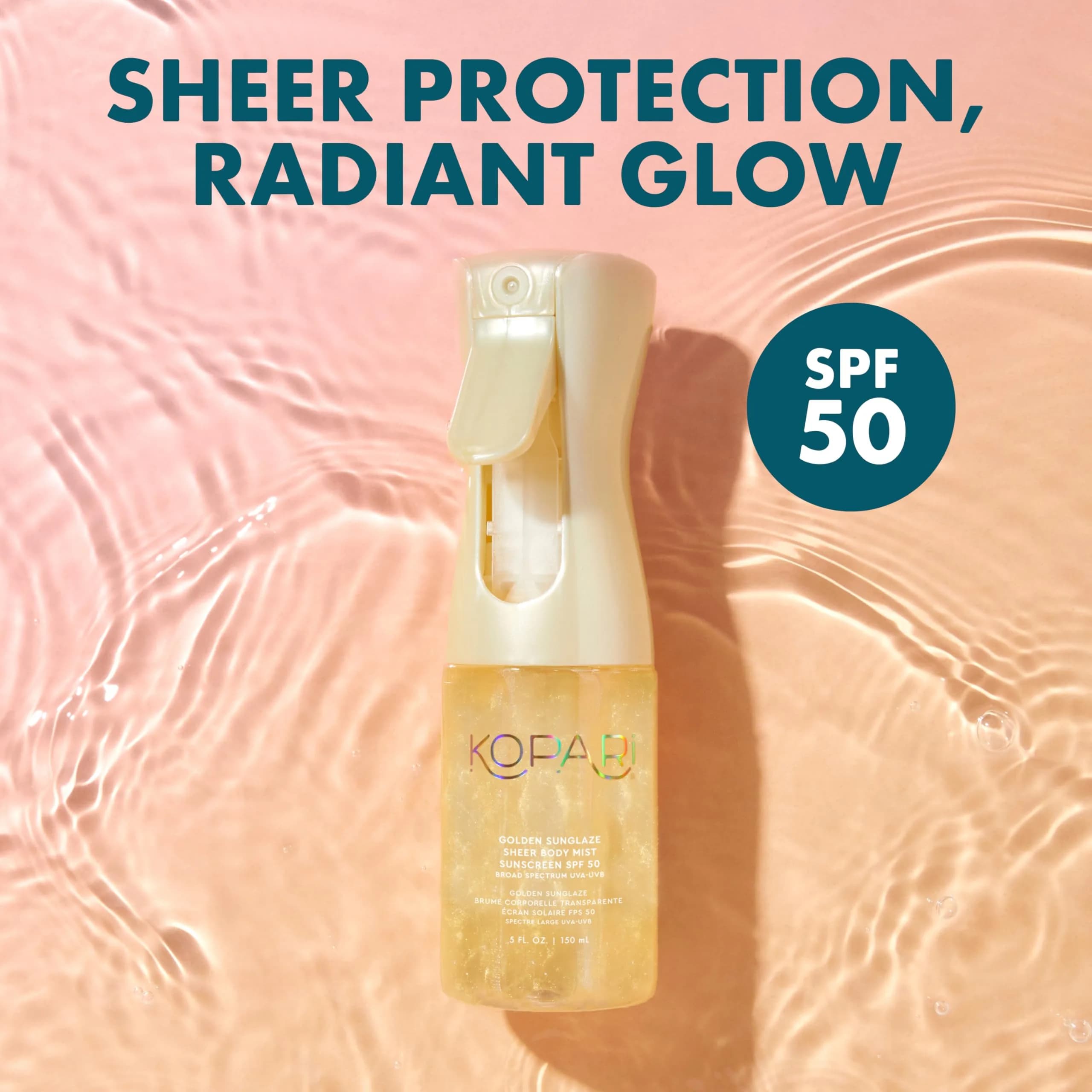 Kopari Sheer Body Mist Sunscreen SPF 30 with Shimmer, Hydrating Mist, Glowy Finish (177 ml / 6 oz) - view 2