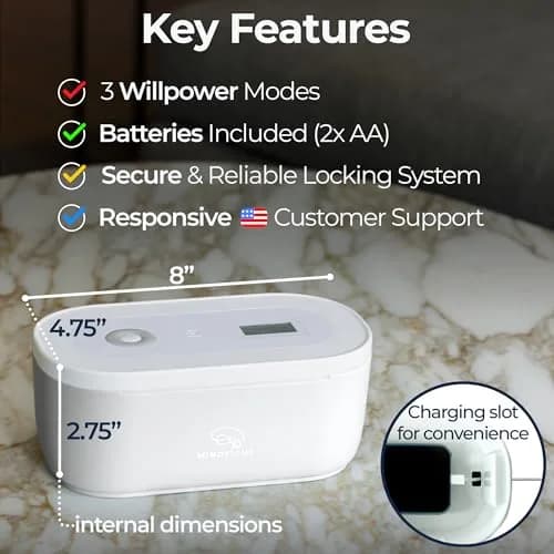 Mindsight Timed Lock Box | Unplug from Phones, Social Media & Snacks | 3 Modes | Easy to Use | Out of Sight ~ Out of Mind | Boost Wellness thumbnail 4