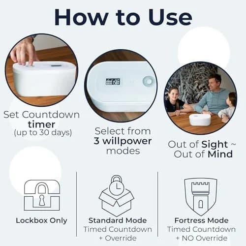 Mindsight Timed Lock Box | Unplug from Phones, Social Media & Snacks | 3 Modes | Easy to Use | Out of Sight ~ Out of Mind | Boost Wellness thumbnail 5