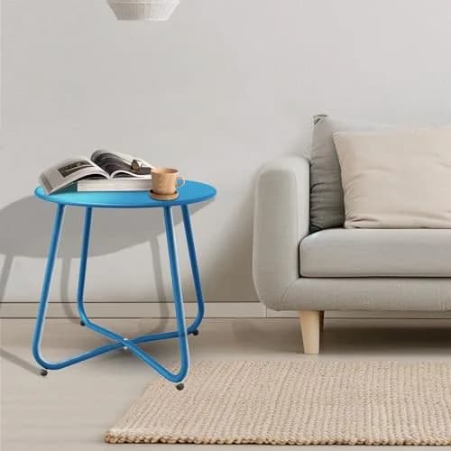 Yardgrace Peacock Blue Patio Side Table, 18" Weatherproof Steel Outdoor Indoor Side Table for Garden, Balcony, Pool & Tailgate thumbnail 7