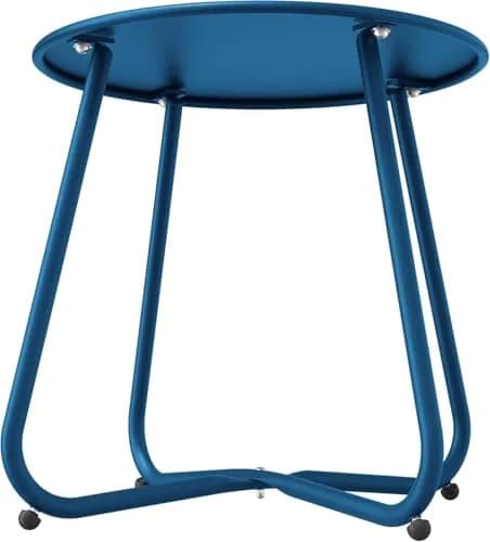 Yardgrace Peacock Blue Patio Side Table, 18" Weatherproof Steel Outdoor Indoor Side Table for Garden, Balcony, Pool & Tailgate thumbnail 10