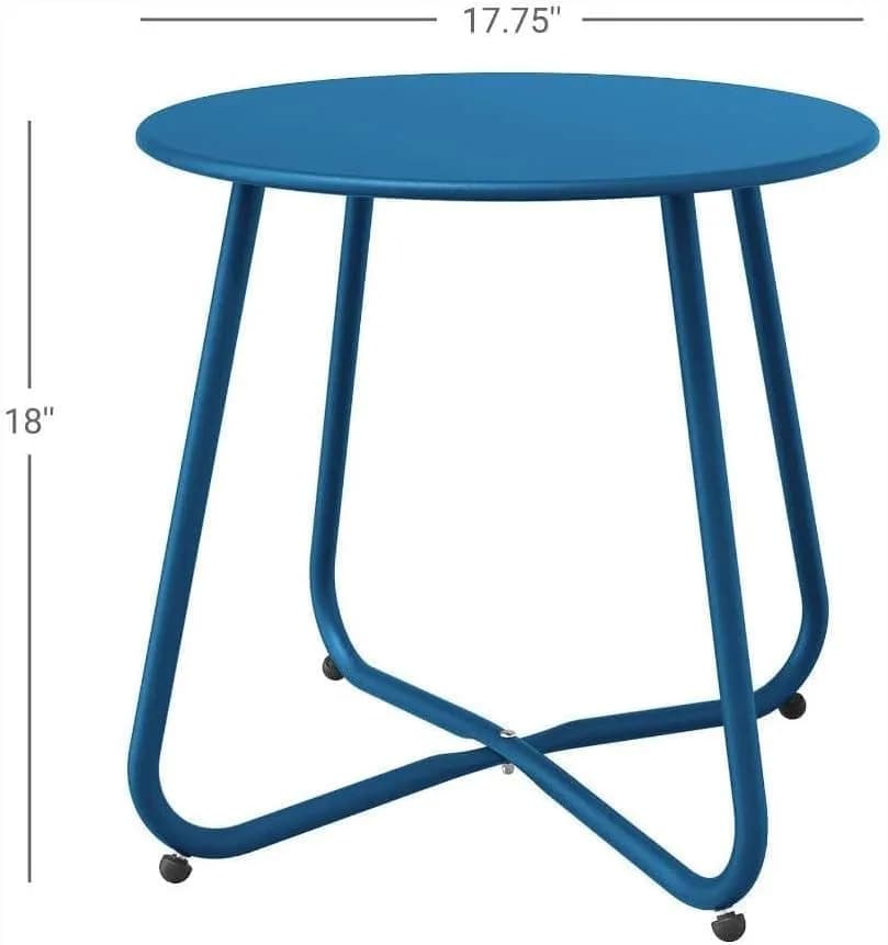Yardgrace Peacock Blue Patio Side Table, 18" Weatherproof Steel Outdoor Indoor Side Table for Garden, Balcony, Pool & Tailgate thumbnail 4
