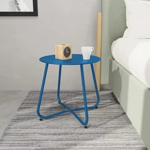 Yardgrace Peacock Blue Patio Side Table, 18" Weatherproof Steel Outdoor Indoor Side Table for Garden, Balcony, Pool & Tailgate thumbnail 5