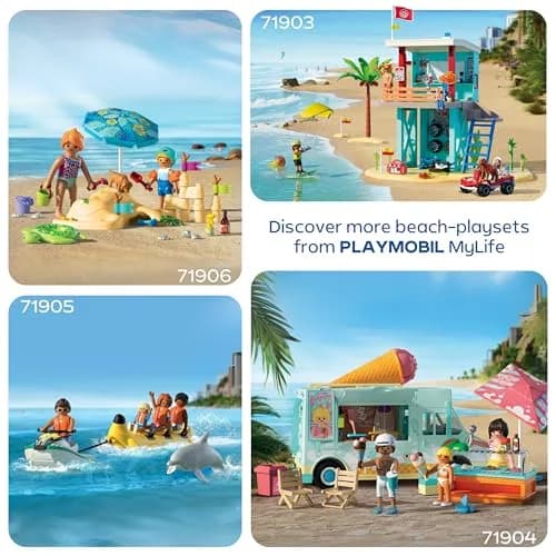 Playmobil Family Fun at the Beach | Imaginative Sandcastle & Waterway Playset for Kids 4-10 thumbnail 5