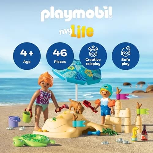 Playmobil Family Fun at the Beach | Imaginative Sandcastle & Waterway Playset for Kids 4-10 thumbnail 2