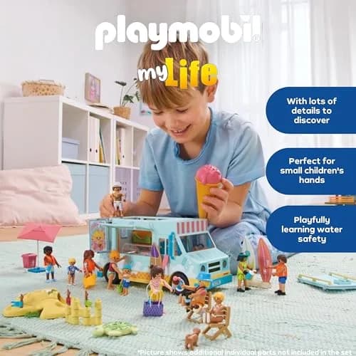 Playmobil Family Fun at the Beach | Imaginative Sandcastle & Waterway Playset for Kids 4-10 thumbnail 3