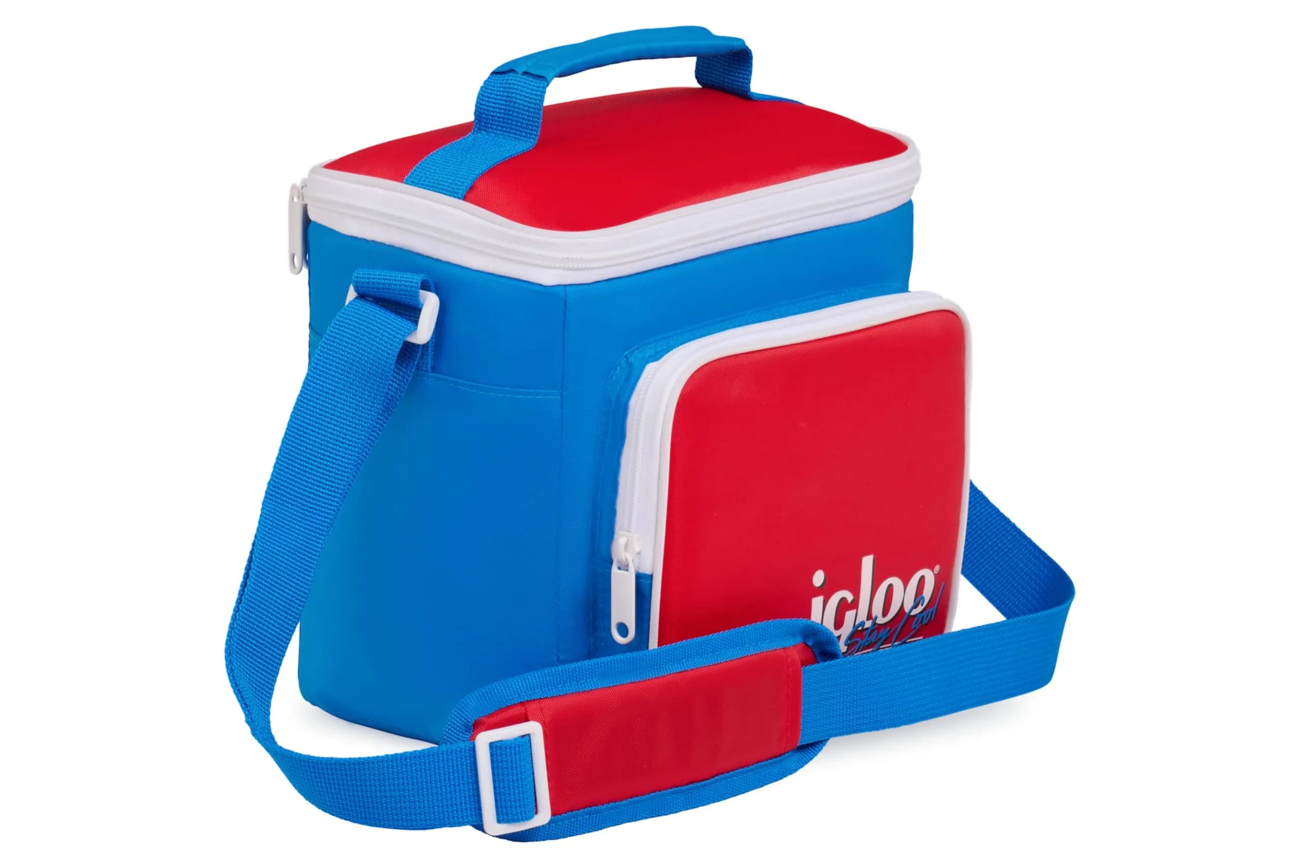 Igloo Lilac Breeze Retro Square Lunch Bag | Insulated, Holds 9 Cans, Stylish & Portable (70-120c) — Red Blue