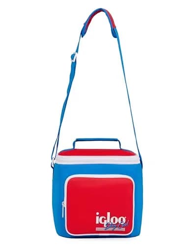 Igloo Retro 9-Can Square Lunchbox | Leak-Resistant Softside Cooler, 9 Cans Capacity, Red, White & Blue thumbnail 2
