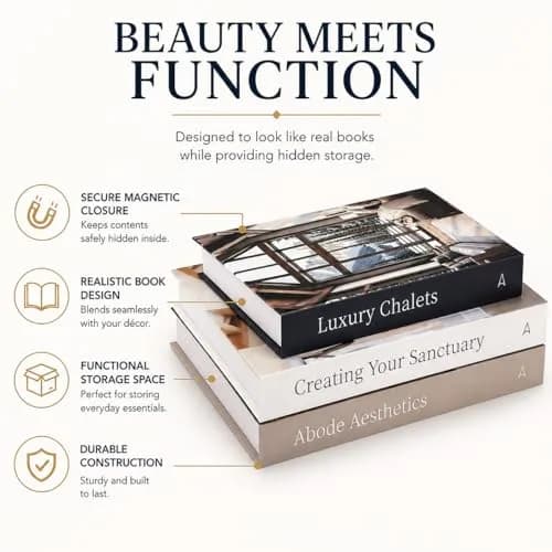 Array & Arrow Decorative Books for Home Decor, Set of 3 Faux Book Storage Boxes with Magnetic Closure, Hidden Storage for Remotes, Keepsakes, Coffee Table, Bookshelf, Living Room Decor thumbnail 3