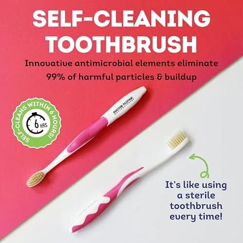 MOUTHWATCHERS Soft Flossing Manual Toothbrush for Kids, 2-Pack Pink/Blue | Dual-Layered Bristles for Deep Clean thumbnail 4