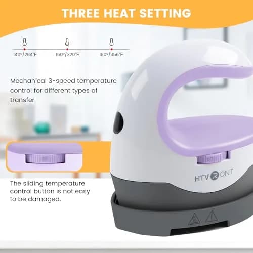 HTVRONT Mini Heat Press Machine, Crafts Edition, Lavender Purple | Compact Heat Transfer Tool thumbnail 2