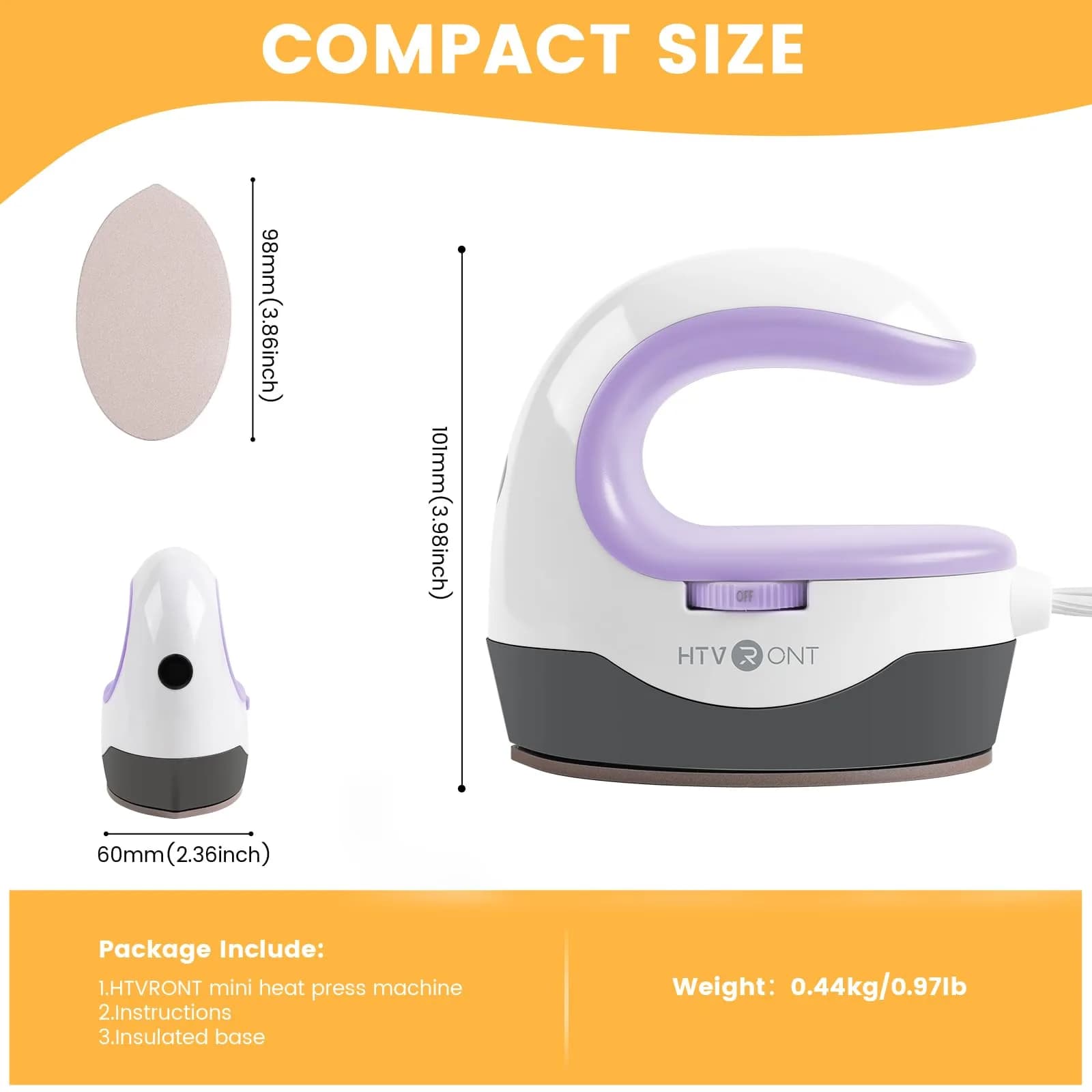 HTVRONT Mini Heat Press Machine, Crafts Edition, Lavender Purple | Compact Heat Transfer Tool - view 3