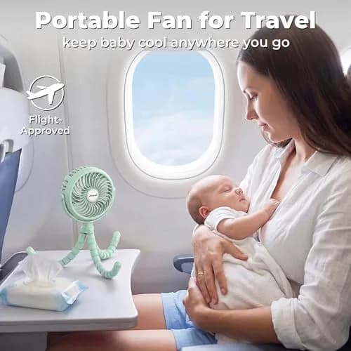 AMACOOL Battery Operated Stroller Fan, Portable Clip On Fan Rechargeable | 3 Speeds, 2600mAh Battery, LED Light thumbnail 7