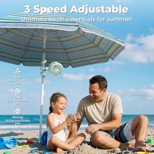 AMACOOL Battery Operated Stroller Fan, Portable Clip On Fan Rechargeable | 3 Speeds, 2600mAh Battery, LED Light thumbnail 3