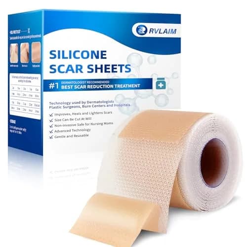 Rvlaim Silicone Scar Sheets for Surgical & Burn Scars, 3M, 1.6” x 120” Roll | Medical-Grade, Reusable & Hypoallergenic thumbnail 1