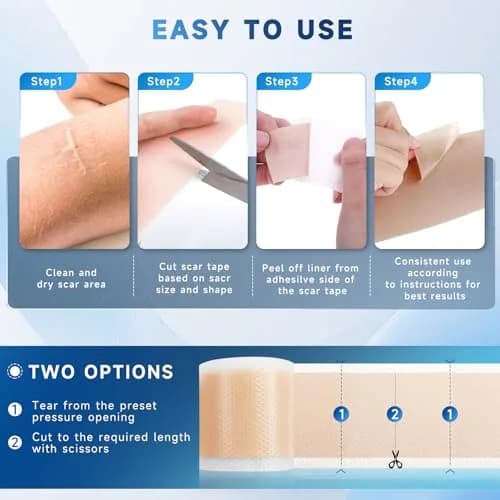 Rvlaim Silicone Scar Sheets for Surgical & Burn Scars, 3M, 1.6” x 120” Roll | Medical-Grade, Reusable & Hypoallergenic thumbnail 6