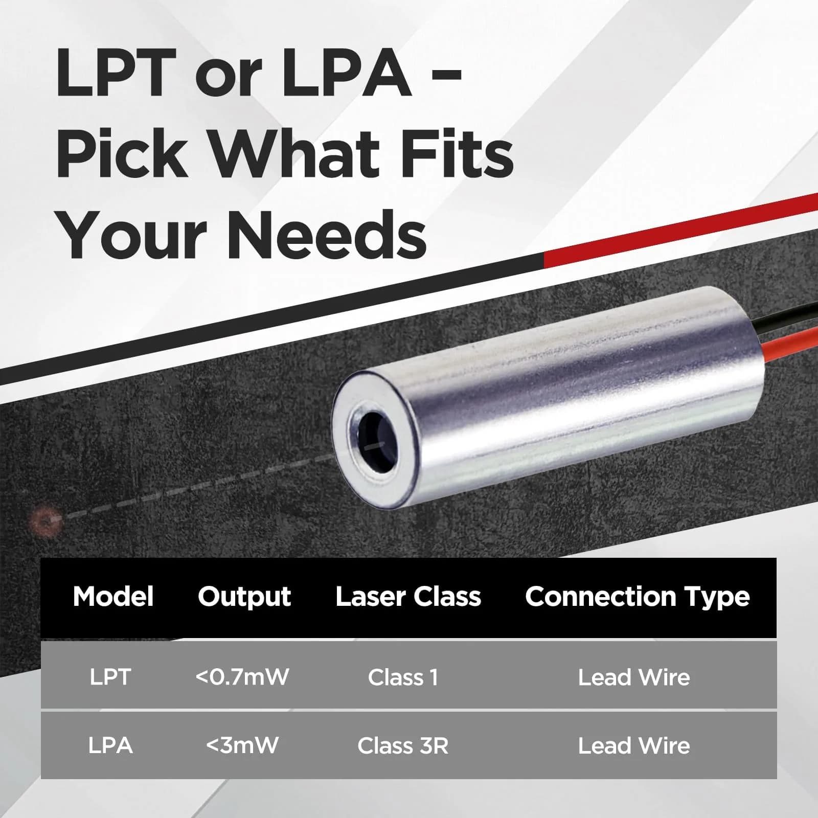 Quarton 780nm IR Dot Laser Module D7xL21mm (2.6-6 VDC) | Class 3R <3mW APC Driver - view 8