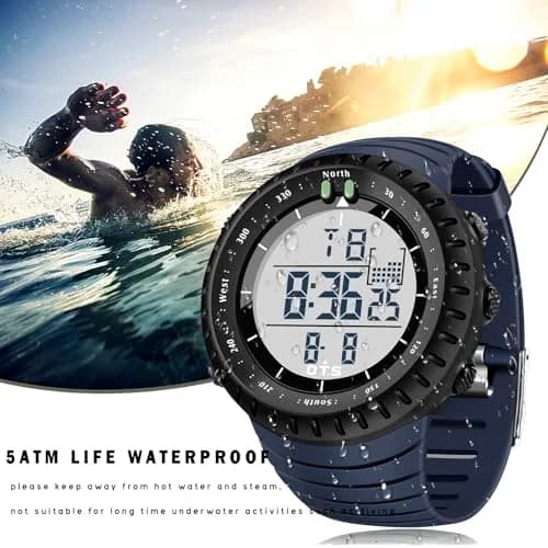 PALADA Men's Digital Sports Watch 50mm (1.97in) | Shock Resistant, 50M Water Resistant, LED Backlight thumbnail 2