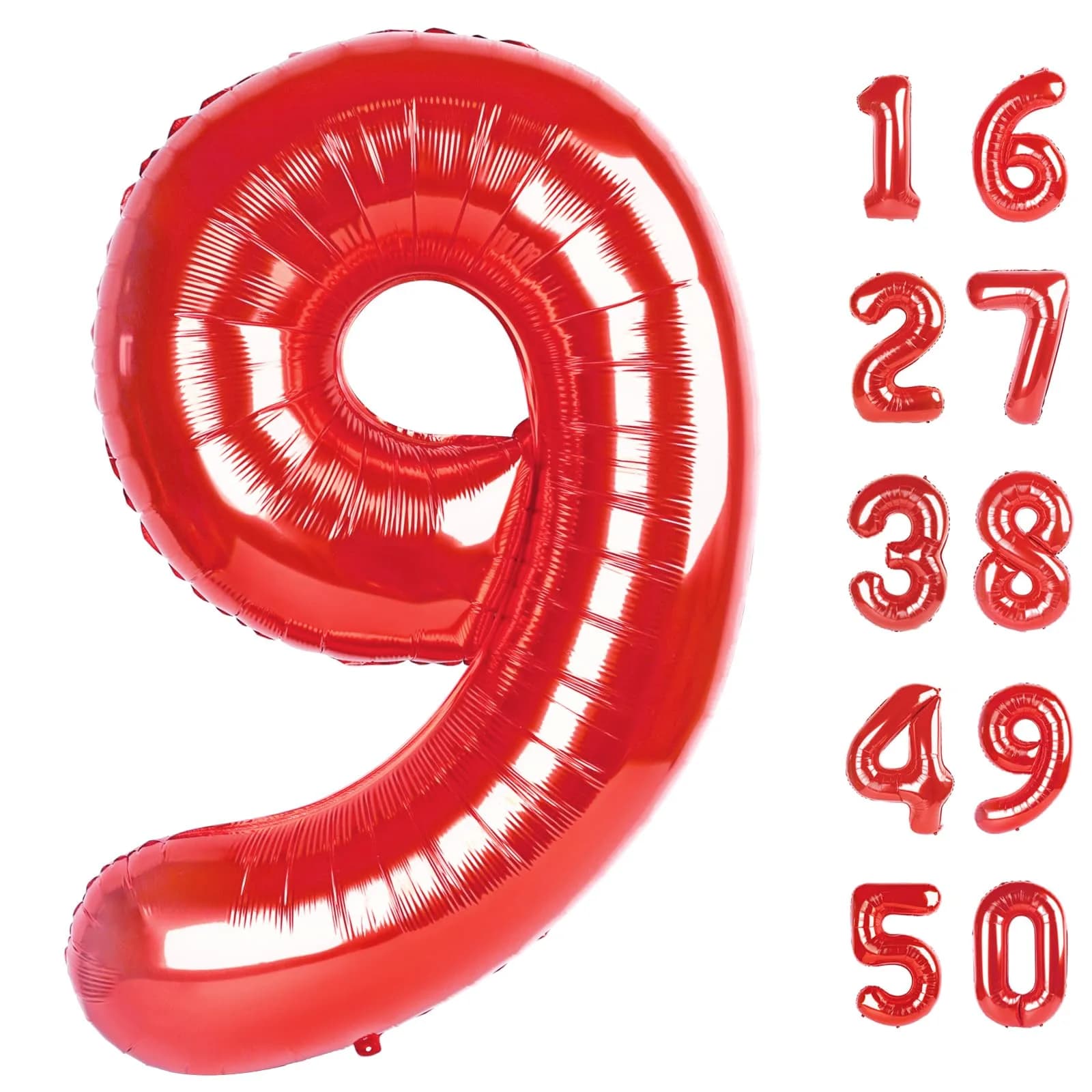 Kelfuoya Red Number 9 Balloon 40 Inch | Jumbo Helium Mylar Foil Digital Balloon for Birthday Party Decorations - main product image