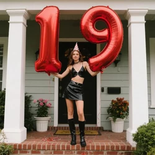 Kelfuoya Red Number 9 Balloon 40 Inch | Jumbo Helium Mylar Foil Digital Balloon for Birthday Party Decorations thumbnail 5