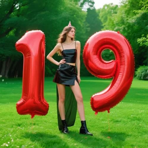 Kelfuoya Red Number 9 Balloon 40 Inch | Jumbo Helium Mylar Foil Digital Balloon for Birthday Party Decorations thumbnail 6