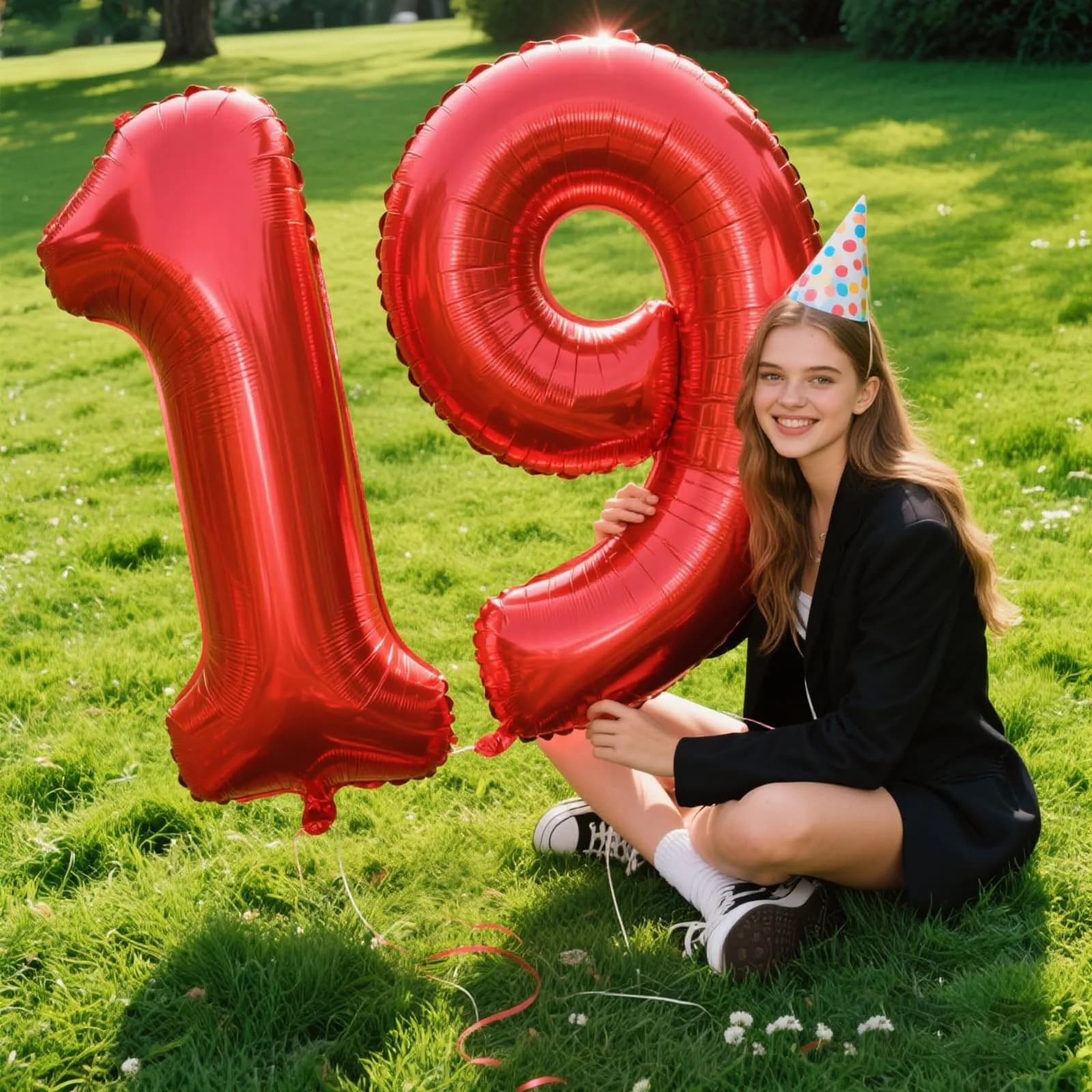 Kelfuoya Red Number 9 Balloon 40 Inch | Jumbo Helium Mylar Foil Digital Balloon for Birthday Party Decorations - view 3