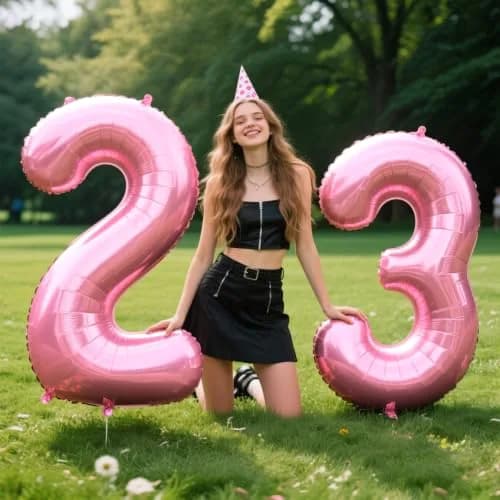Kelfuoya Pink Number 3 Balloon 40 Inch | Reusable Foil Digital Helium Balloon thumbnail 4