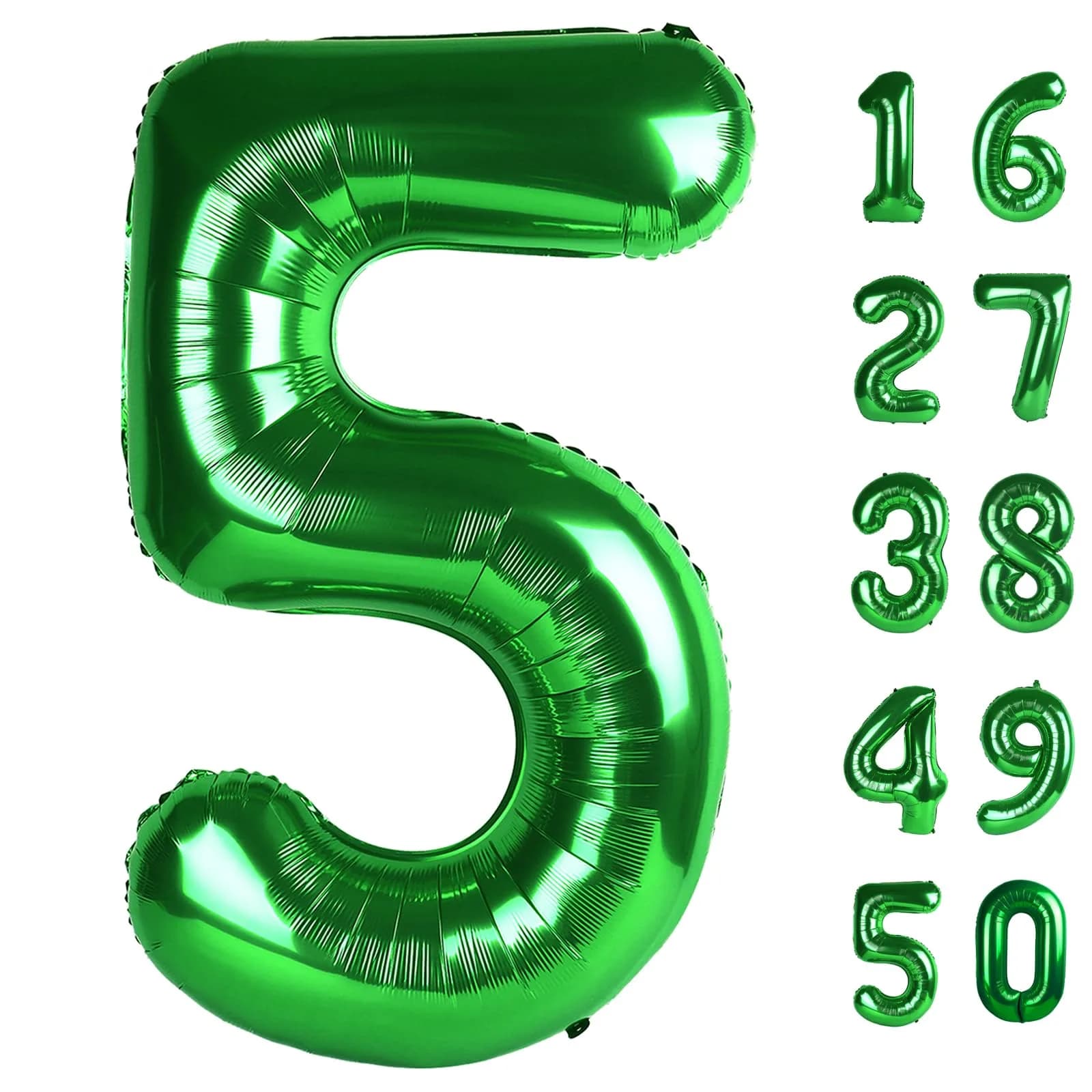 Kelfuoya Green Number 5 Balloon 40 Inch | Premium Mylar Foil for Birthday Parties - main product image