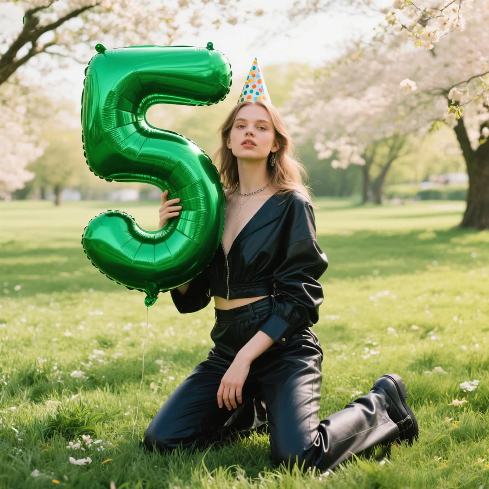 Kelfuoya Green Number 5 Balloon 40 Inch | Premium Mylar Foil for Birthday Parties - view 7