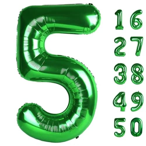 Kelfuoya Green Number 5 Balloon 40 Inch | Premium Mylar Foil for Birthday Parties thumbnail 1