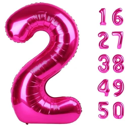 Kelfuoya Rose Red Number 2 Balloon 40 Inch | Jumbo Helium Foil Balloon for 2nd Birthday Decorations thumbnail 1