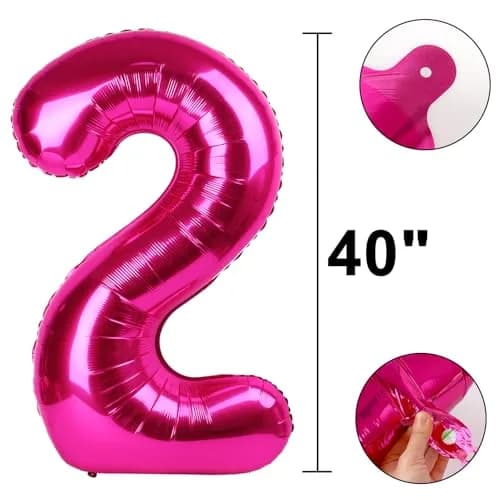 Kelfuoya Rose Red Number 2 Balloon 40 Inch | Jumbo Helium Foil Balloon for 2nd Birthday Decorations thumbnail 2