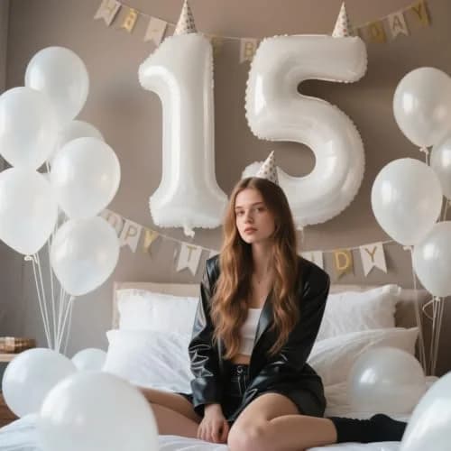 Kelfuoya White Number 5 Balloon 40 Inch | Mylar Foil Digital Helium Balloon for Parties thumbnail 4