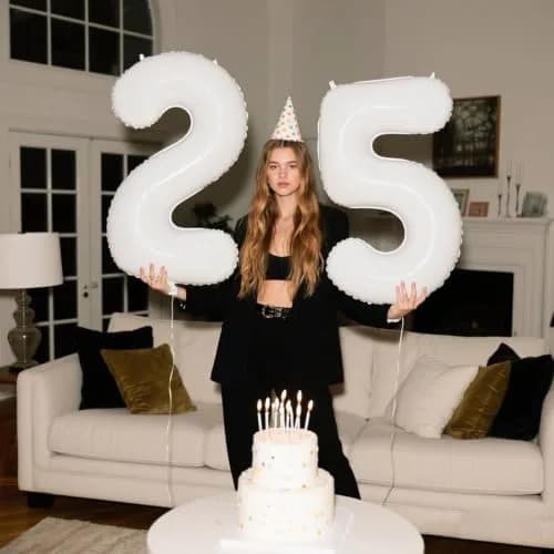 Kelfuoya White Number 5 Balloon 40 Inch | Mylar Foil Digital Helium Balloon for Parties thumbnail 8