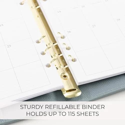 ZICOTO A5 Binder with 6 Golden Rings | Refillable Organizer with Pockets, Blue thumbnail 6