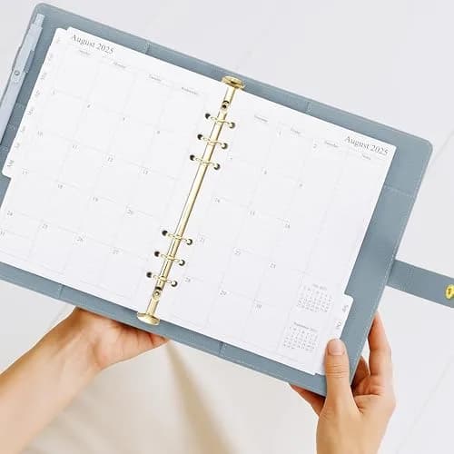 ZICOTO A5 Binder with 6 Golden Rings | Refillable Organizer with Pockets, Blue thumbnail 2