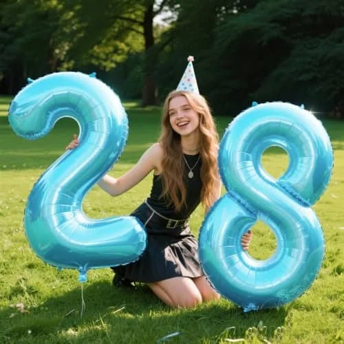 Kelfuoya Light Blue Number 8 Balloon 40 Inch | Mylar Foil Jumbo Helium Balloon for Parties thumbnail 4