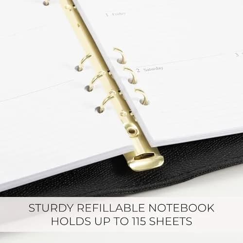 ZICOTO Aesthetic A5 Binder with 6 Golden Rings | Refillable Organizer for Notes & Cards thumbnail 6