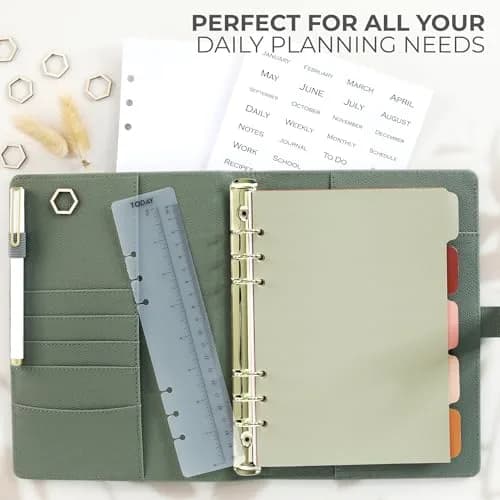 ZICOTO A5 Ring Binder with 6 Golden Rings | Refillable Organizer with Pockets (70-120 chars) thumbnail 4