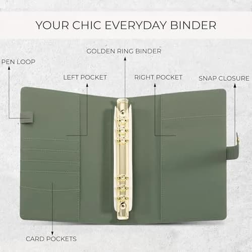 ZICOTO A5 Ring Binder with 6 Golden Rings | Refillable Organizer with Pockets (70-120 chars) thumbnail 5