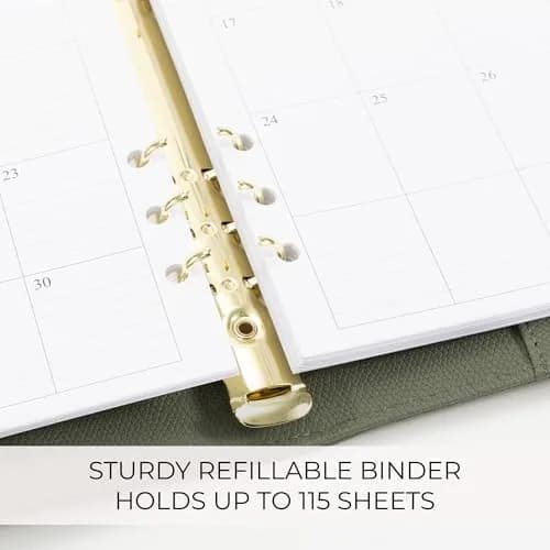 ZICOTO A5 Ring Binder with 6 Golden Rings | Refillable Organizer with Pockets (70-120 chars) thumbnail 6