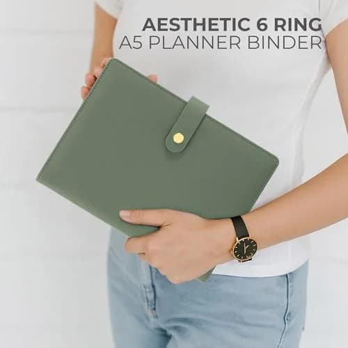 ZICOTO A5 Ring Binder with 6 Golden Rings | Refillable Organizer with Pockets (70-120 chars) thumbnail 3
