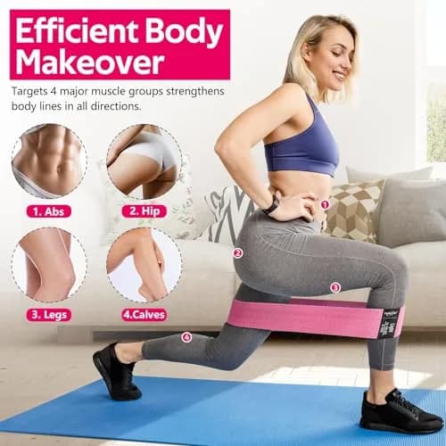 WALITO Fabric Resistance Bands for Glutes & Legs | Durable, Non-Slip Workout Bands for Women & Men thumbnail 4