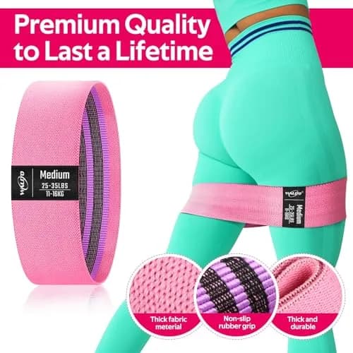 WALITO Fabric Resistance Bands for Glutes & Legs | Durable, Non-Slip Workout Bands for Women & Men thumbnail 3
