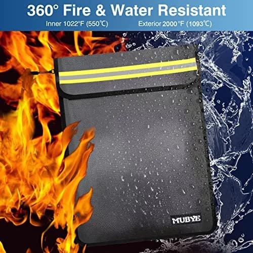 MUBYE Fireproof Waterproof Document Bag 2 Pack 15"x 11" | Protects Valuables from Fire and Water thumbnail 4