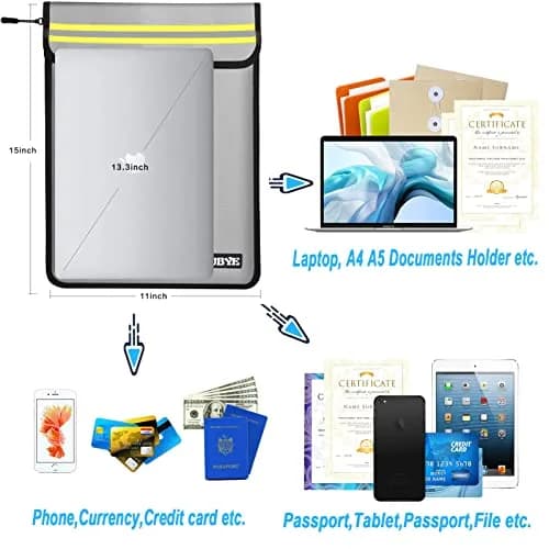 MUBYE Fireproof Waterproof Document Bag 2 Pack 15"x 11" | Protects Valuables from Fire and Water thumbnail 3