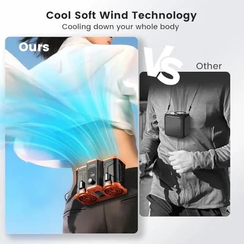 coldSky Waist Fan Large Orange | 18mph Dual-Motor Clip-on Fan with 10,000mAh Battery thumbnail 6